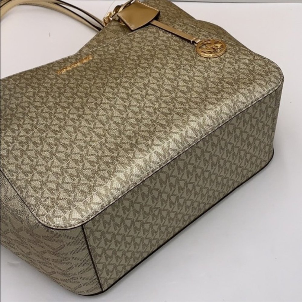 MICHAEL KORS LARGE X CHAIN SHOULDER TOTE BAG PALE GOLD COLOR - Picture 15 of 16